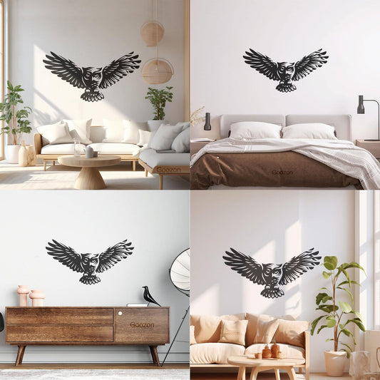Mural And Wall Vinyl Decal Abstract Cartoon Owl Bird Feathers Wings Car Body Decoration