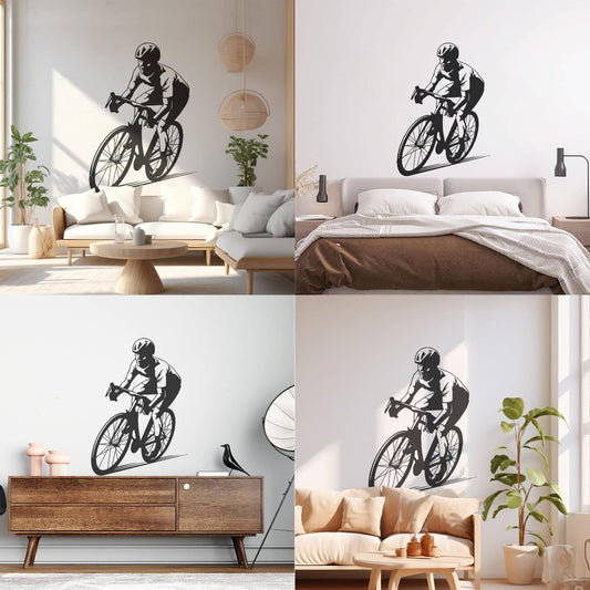 Vinyl Wall Stickers Bicycle Cyclist Alphabet Waterproof