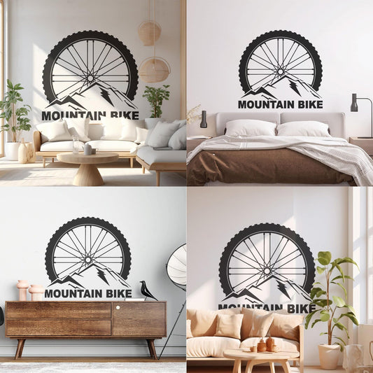 Mural And Wall Vinyl Decal Mountain Bike Extreme Sports Bicycle Wheels Art Mural Painting