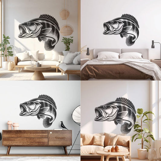 Wall Vinyl Sticker Decor Dynamic Peacock Bass Fish Clipart Design Image Easy Installation