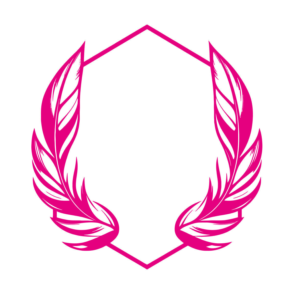 Vinyl Wall Stickers Elegant And Featuring Stylized Feathers Flanking A Geometric Hexagonal Frame Ideal Store Decoration