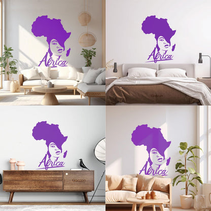 Lettering Stickers African Style Beauty Salon Afro Girl African Map Glass Stickers