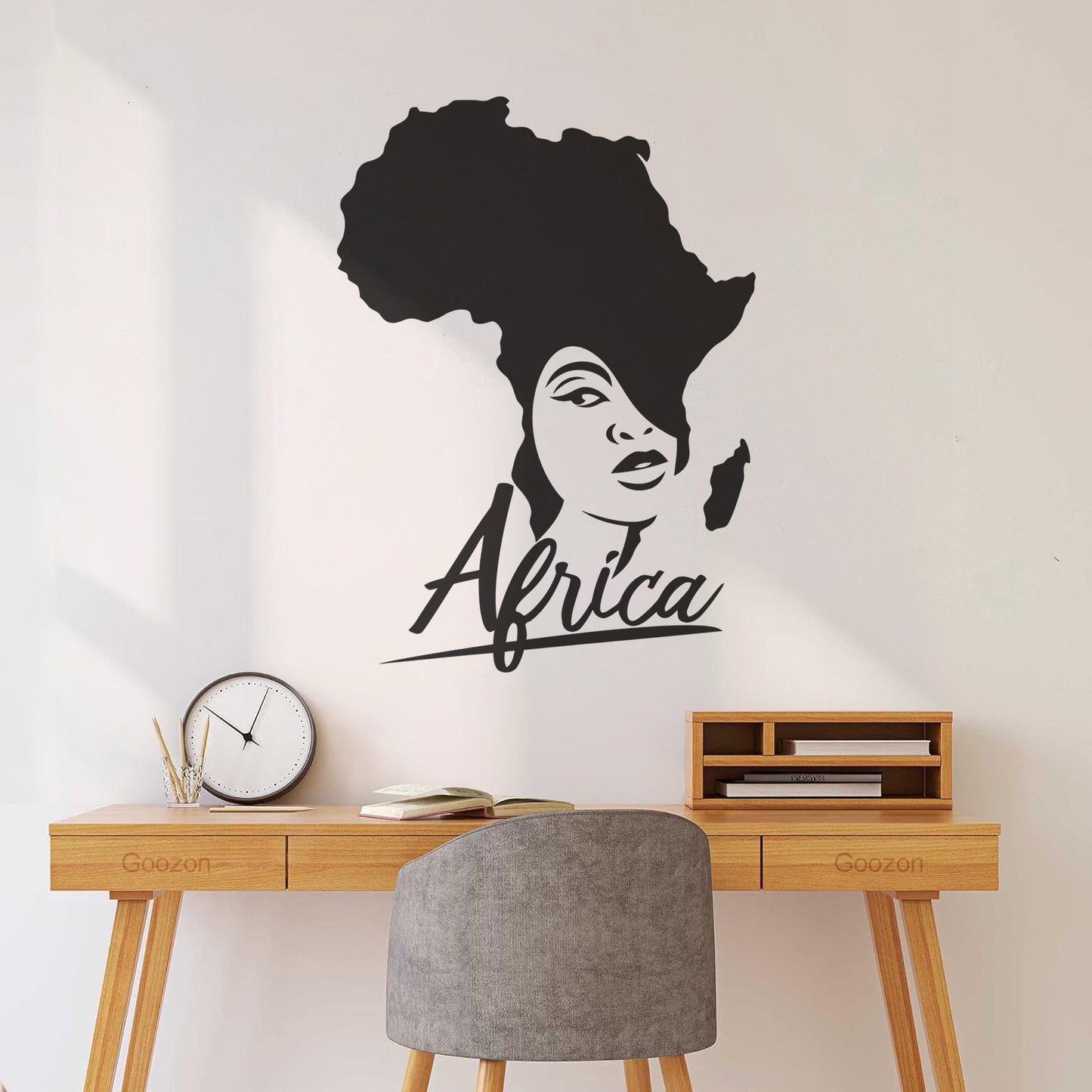 Lettering Stickers African Style Beauty Salon Afro Girl African Map Glass Stickers