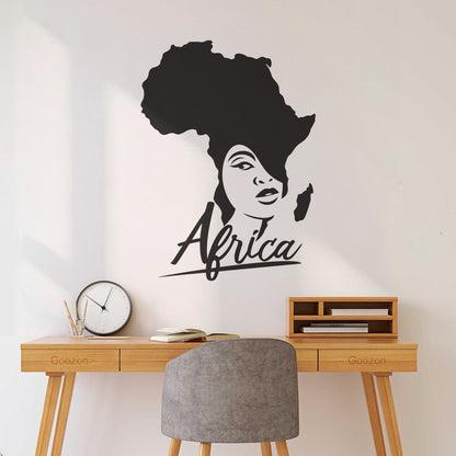 Lettering Stickers African Style Beauty Salon Afro Girl African Map Glass Stickers