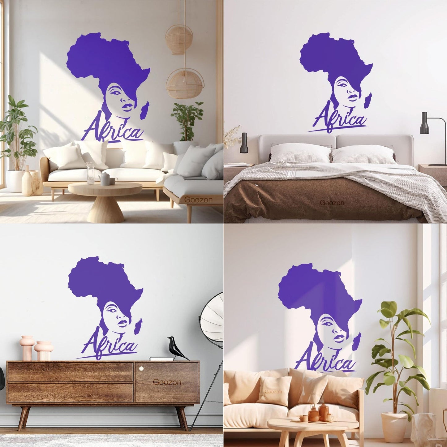 Lettering Stickers African Style Beauty Salon Afro Girl African Map Glass Stickers