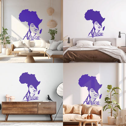 Lettering Stickers African Style Beauty Salon Afro Girl African Map Glass Stickers