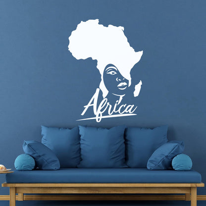 Lettering Stickers African Style Beauty Salon Afro Girl African Map Glass Stickers