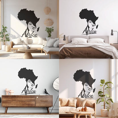 Lettering Stickers African Style Beauty Salon Afro Girl African Map Glass Stickers