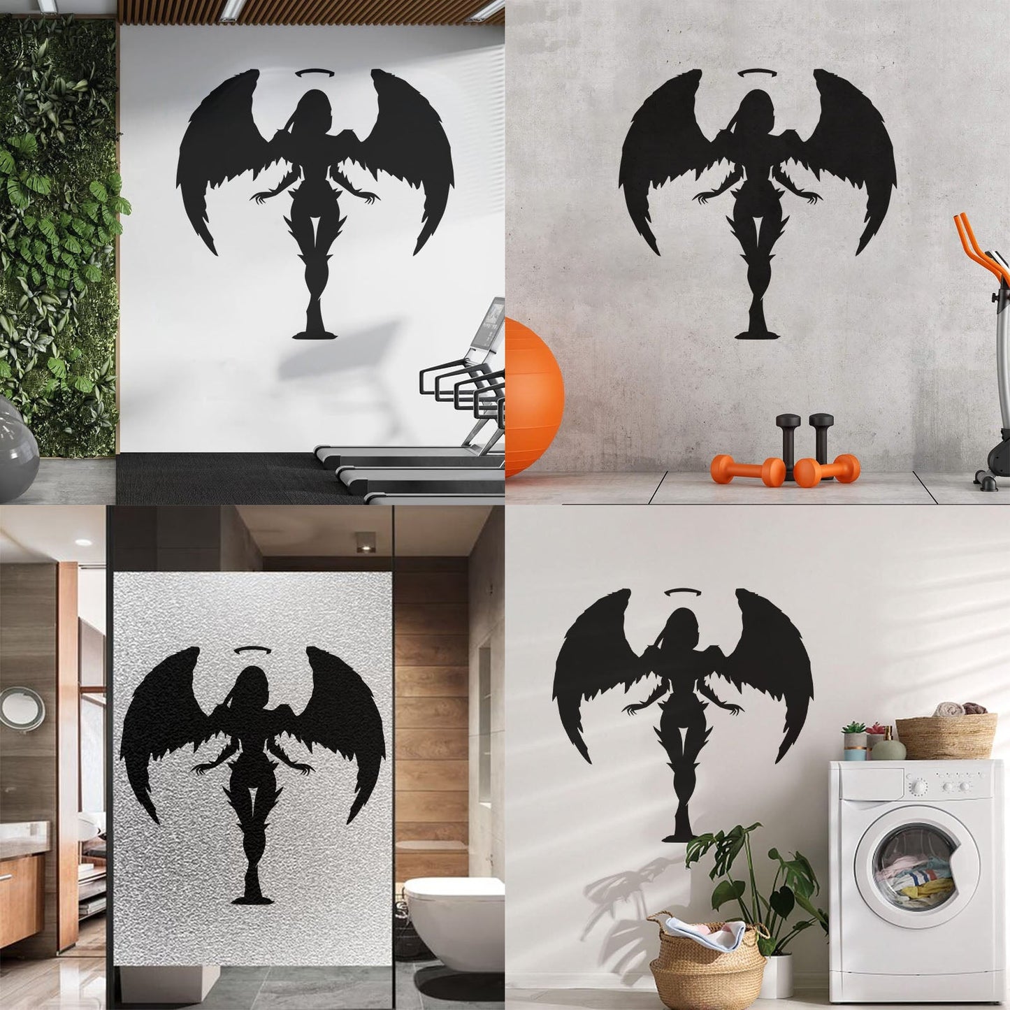 Stickers muraux en PVC, motif ange abstrait, ailes et plumes, plusieurs couleurs disponibles