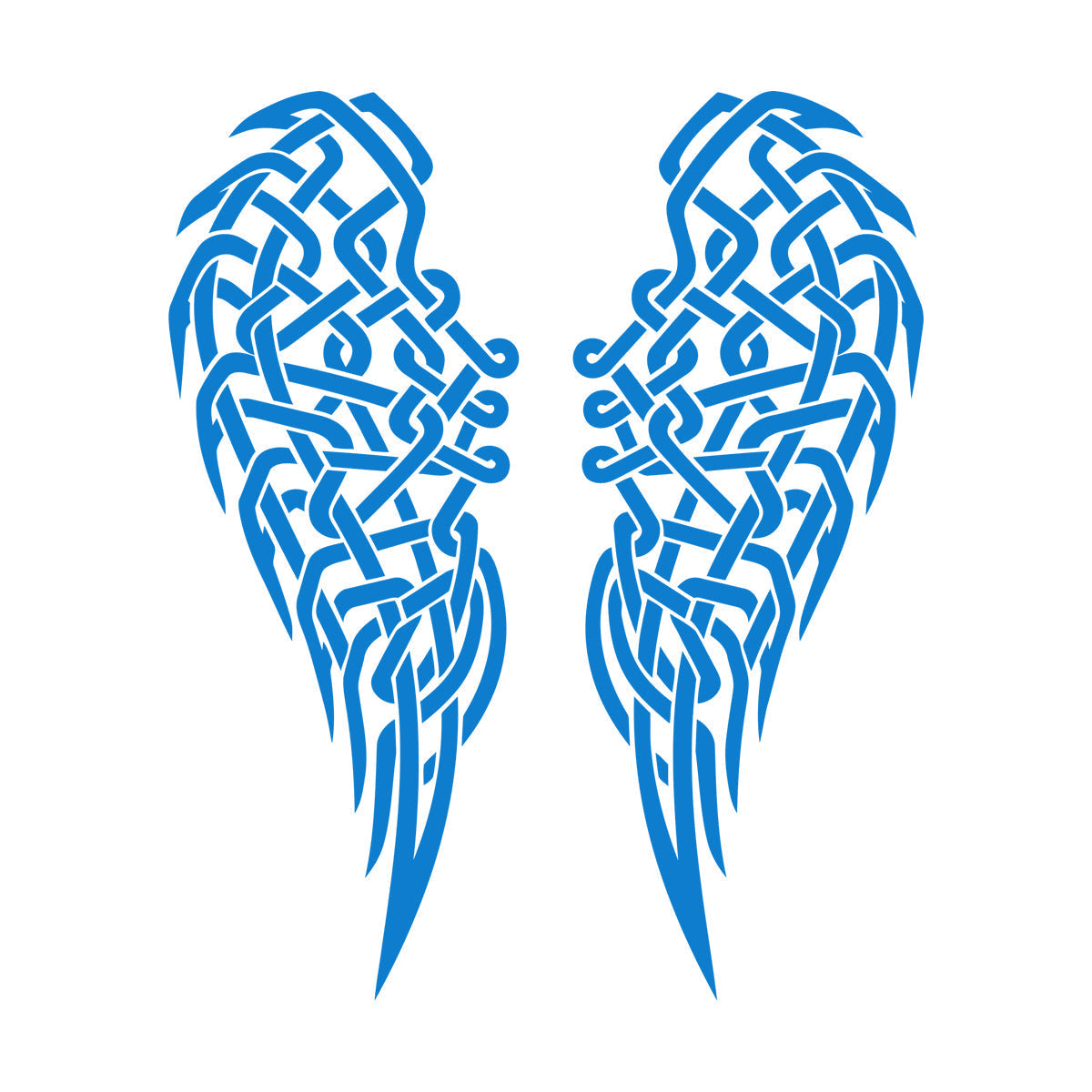 Stickers muraux, papier adhésif, ailes d'ange, plumes, nœud celtique. Possibilité de modification et d'ajout d'informations.