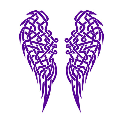 Stickers muraux, papier adhésif, ailes d'ange, plumes, nœud celtique. Possibilité de modification et d'ajout d'informations.