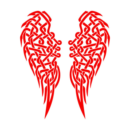 Stickers muraux, papier adhésif, ailes d'ange, plumes, nœud celtique. Possibilité de modification et d'ajout d'informations.