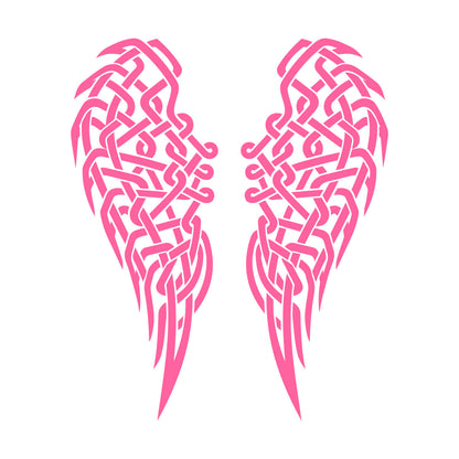 Stickers muraux, papier adhésif, ailes d'ange, plumes, nœud celtique. Possibilité de modification et d'ajout d'informations.