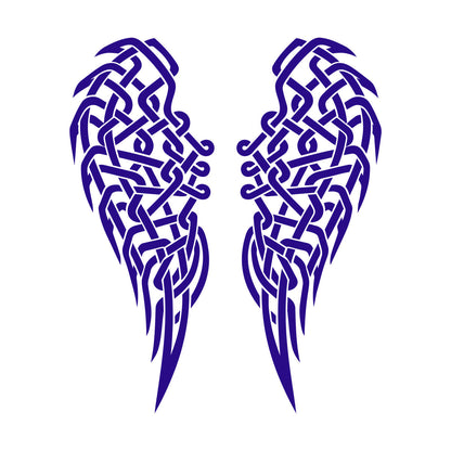Stickers muraux, papier adhésif, ailes d'ange, plumes, nœud celtique. Possibilité de modification et d'ajout d'informations.