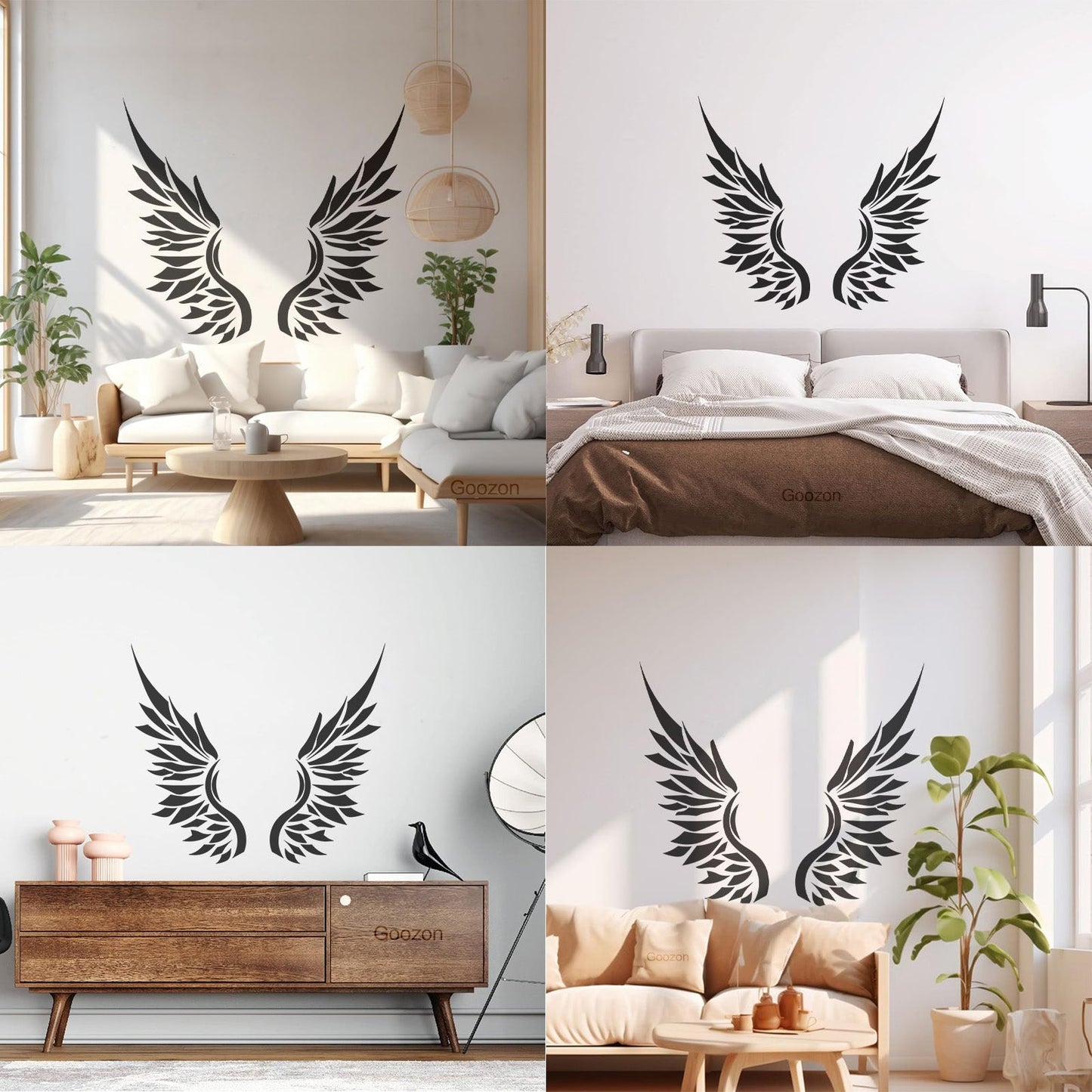 Ailes d'ange, plumes d'oiseau, autocollant mural en vinyle, décoration artistique, peinture murale