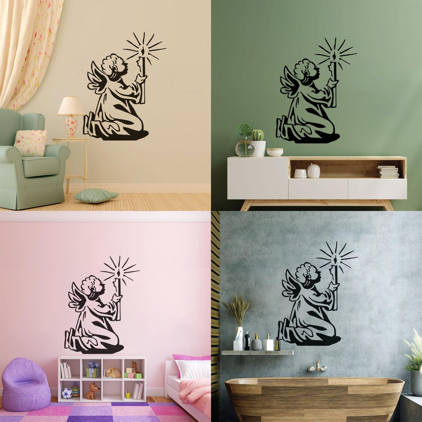 Wall Decals Angel With Wings Christmas Star Light Miraculous Can Modify And Add Information