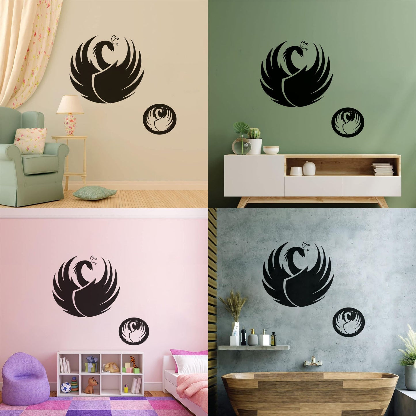 Décoration de cou en vinyle sculpté représentant un cygne et des plumes d'oiseau, inspirée du monde animal.