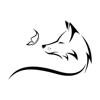 Engraving Decals Animal Fox Sly Head Predator Butterfly Glass Stickers