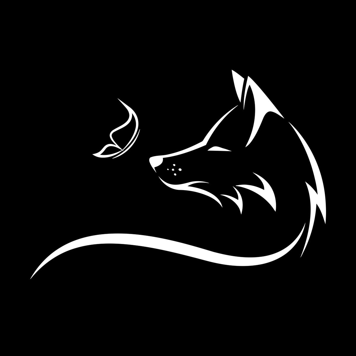 Engraving Decals Animal Fox Sly Head Predator Butterfly Glass Stickers