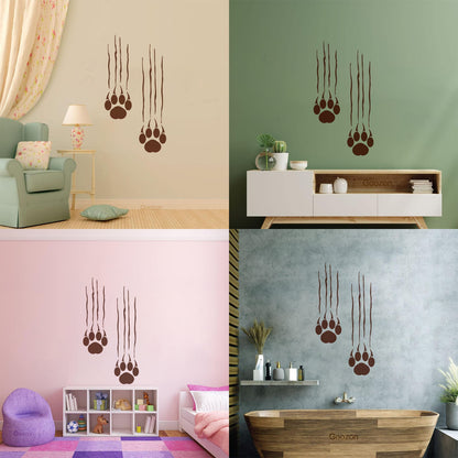 Bear Footprints Paws Predator Animal Claws Wall Stickers It Won'T Fall Off