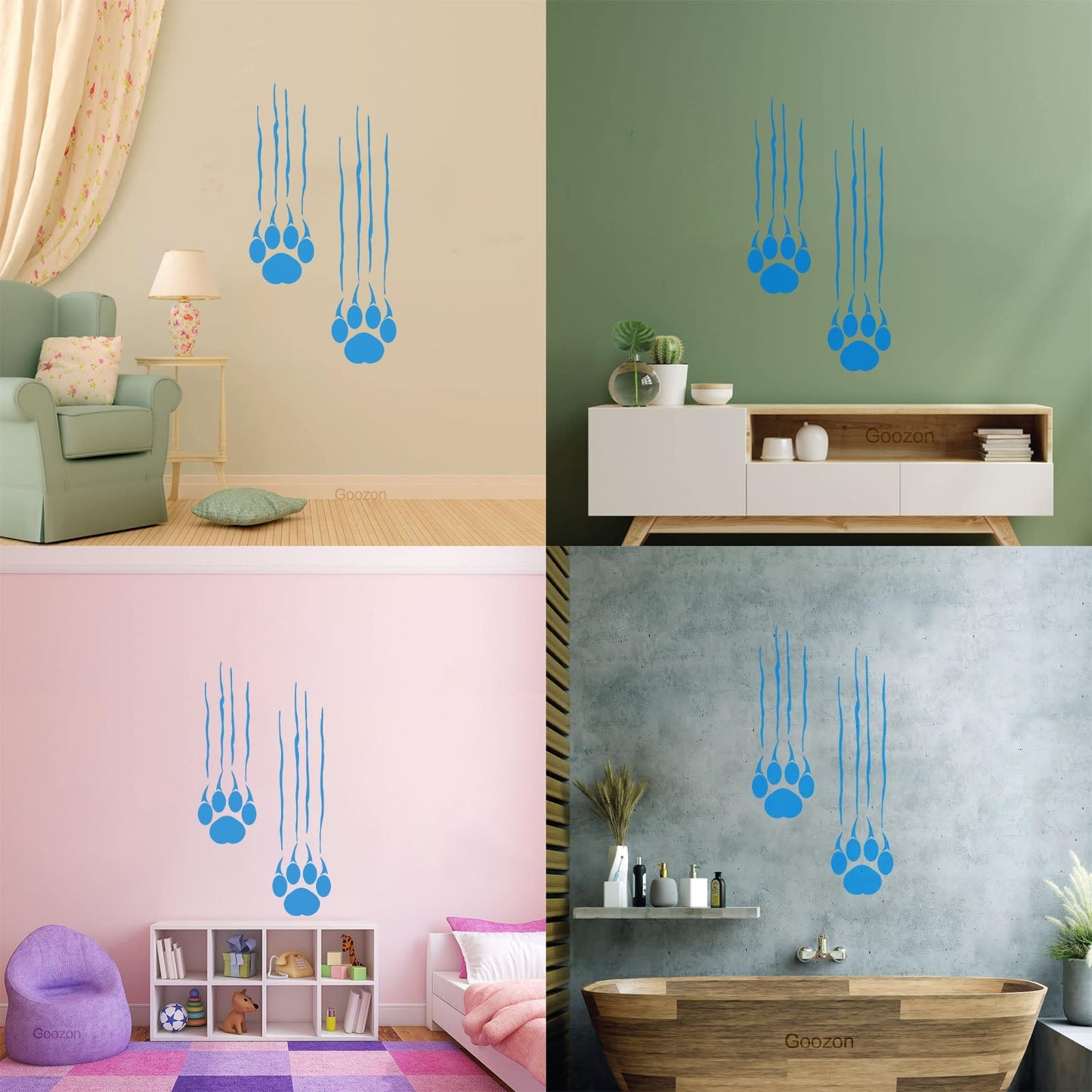 Bear Footprints Paws Predator Animal Claws Wall Stickers It Won'T Fall Off