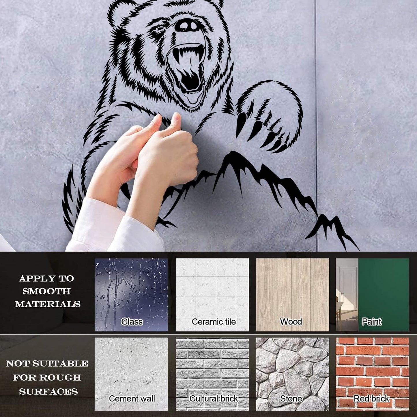 Fine Carving Decals Bear Grizzly Animal Urban Animal Mountains Personalized Customization