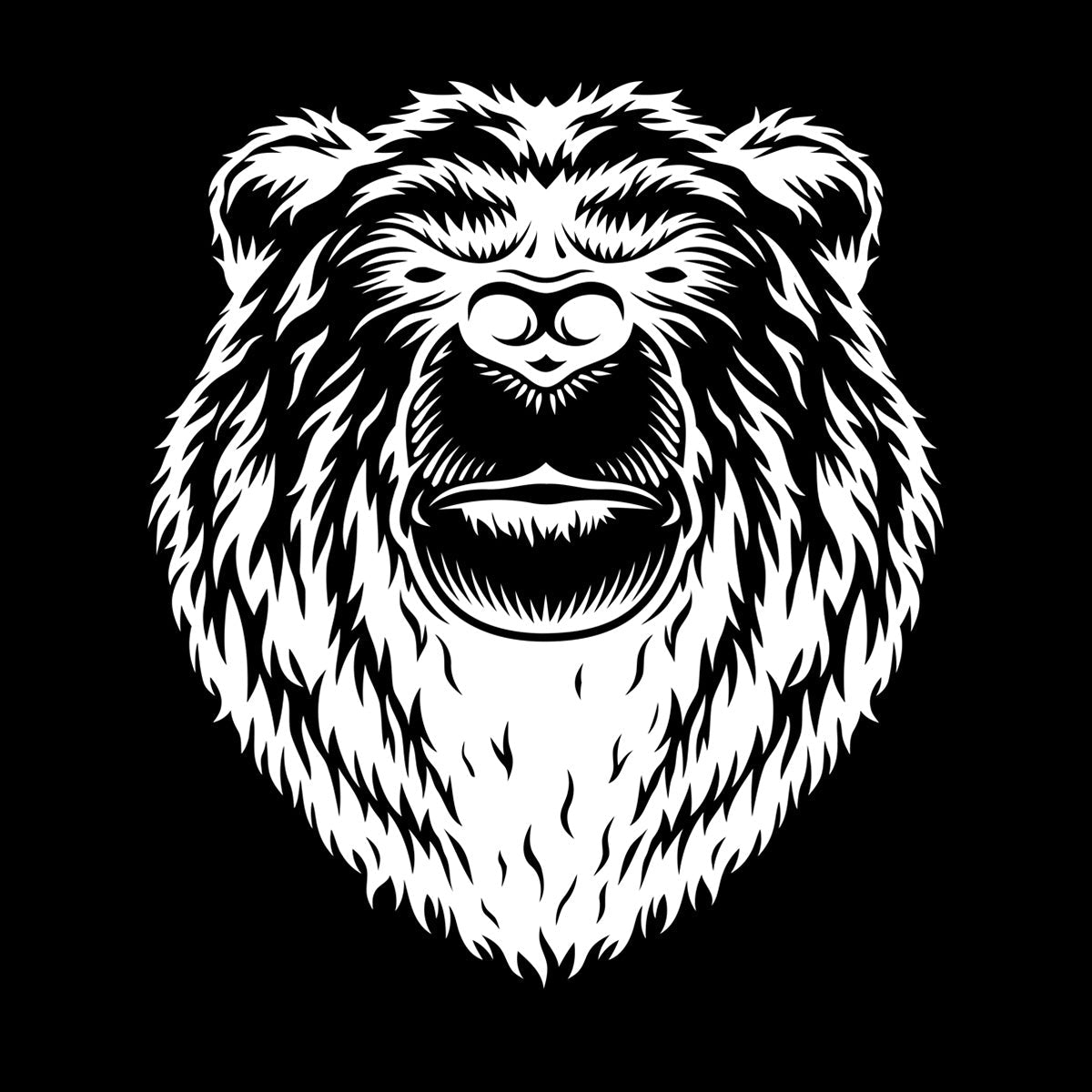 Engraving Stickers Bear Head Aggressive Wild Animal Predator Art Decoration