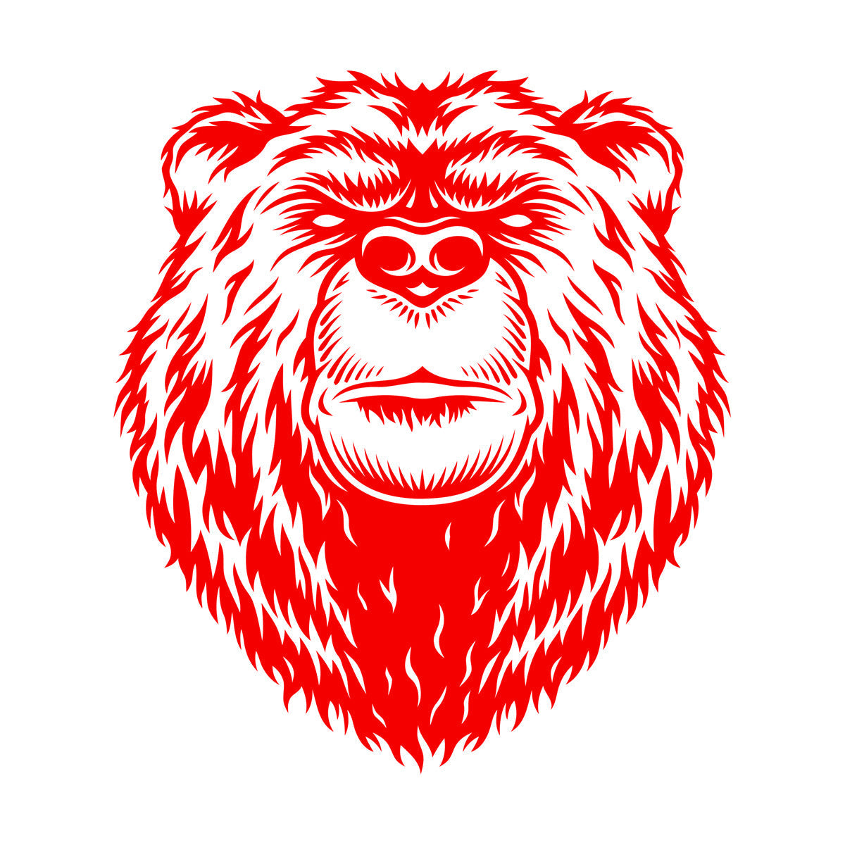 Engraving Stickers Bear Head Aggressive Wild Animal Predator Art Decoration