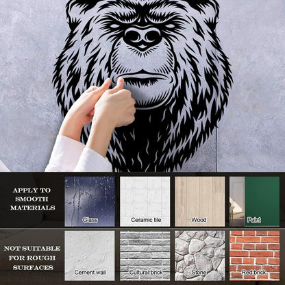 Engraving Stickers Bear Head Aggressive Wild Animal Predator Art Decoration