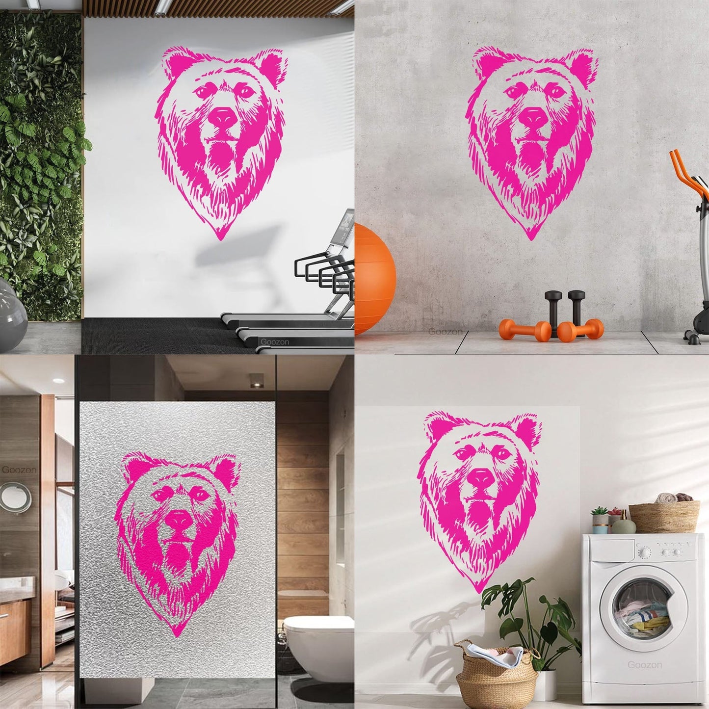 Lettering Decals Bear Head Grizzly Tribal Predator Animal Wall Beautification