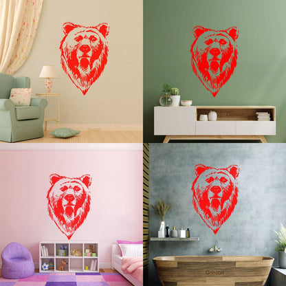 Lettering Decals Bear Head Grizzly Tribal Predator Animal Wall Beautification