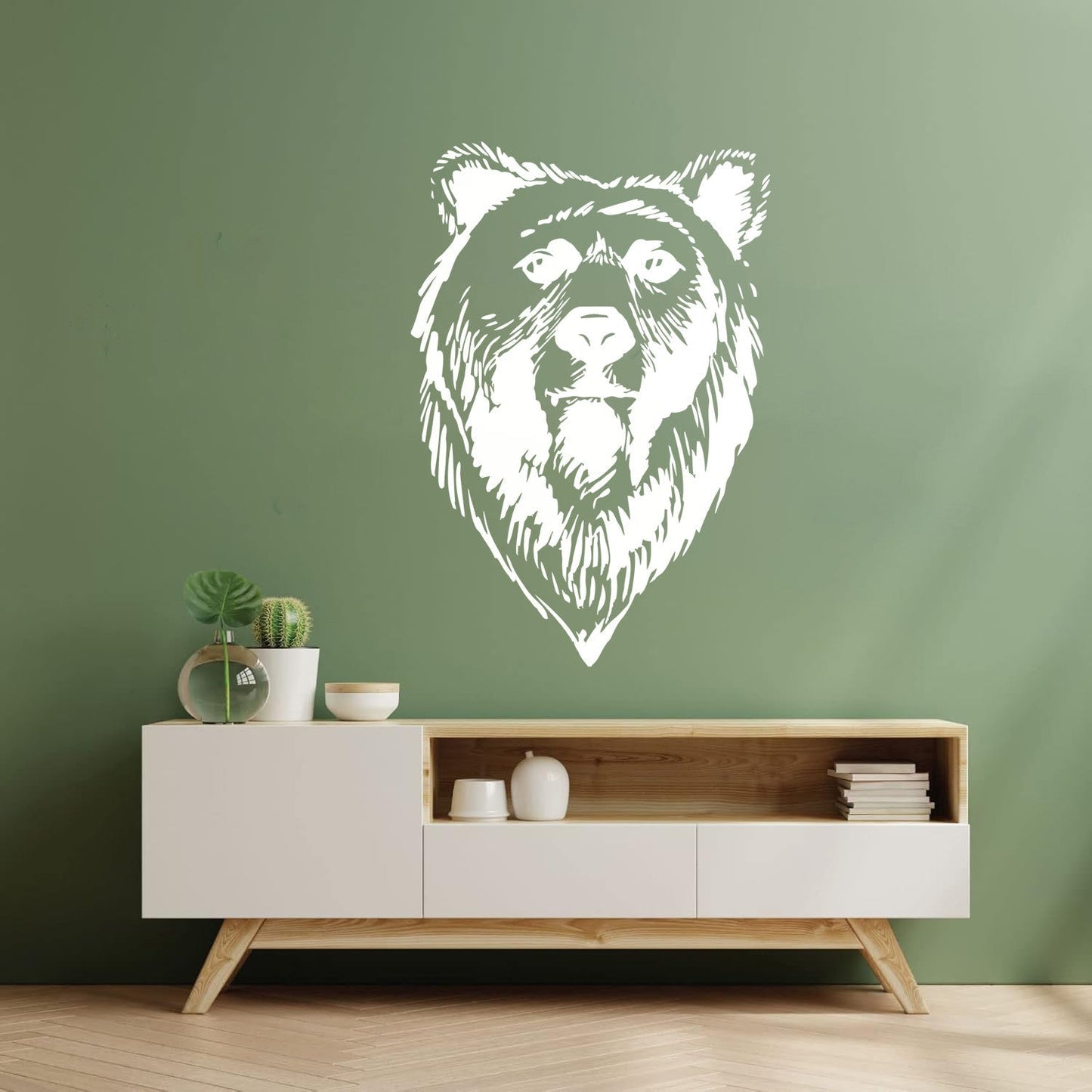 Lettering Decals Bear Head Grizzly Tribal Predator Animal Wall Beautification