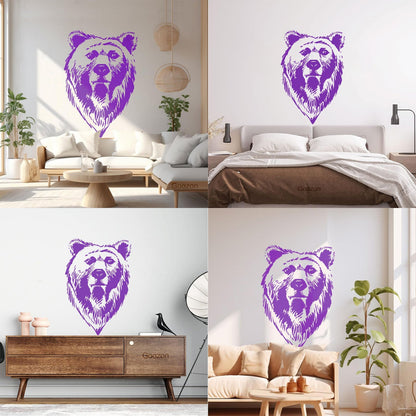 Lettering Decals Bear Head Grizzly Tribal Predator Animal Wall Beautification
