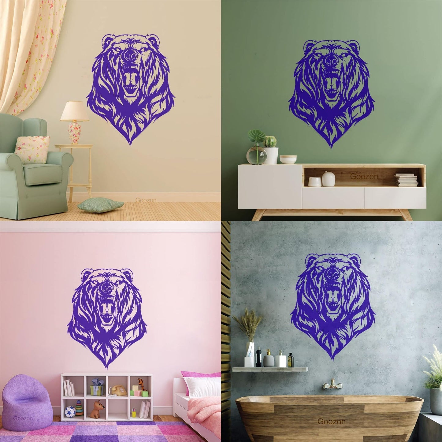 Mural And Wall Vinyl Decal Beast Roar Bear Grizzly Wild Animal Urban Do Not Damage The Wall Surface