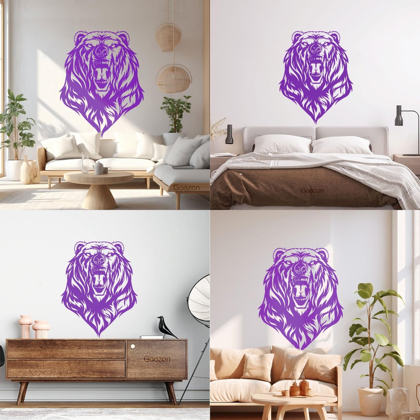 Mural And Wall Vinyl Decal Beast Roar Bear Grizzly Wild Animal Urban Do Not Damage The Wall Surface