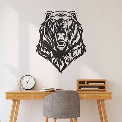Mural And Wall Vinyl Decal Beast Roar Bear Grizzly Wild Animal Urban Do Not Damage The Wall Surface