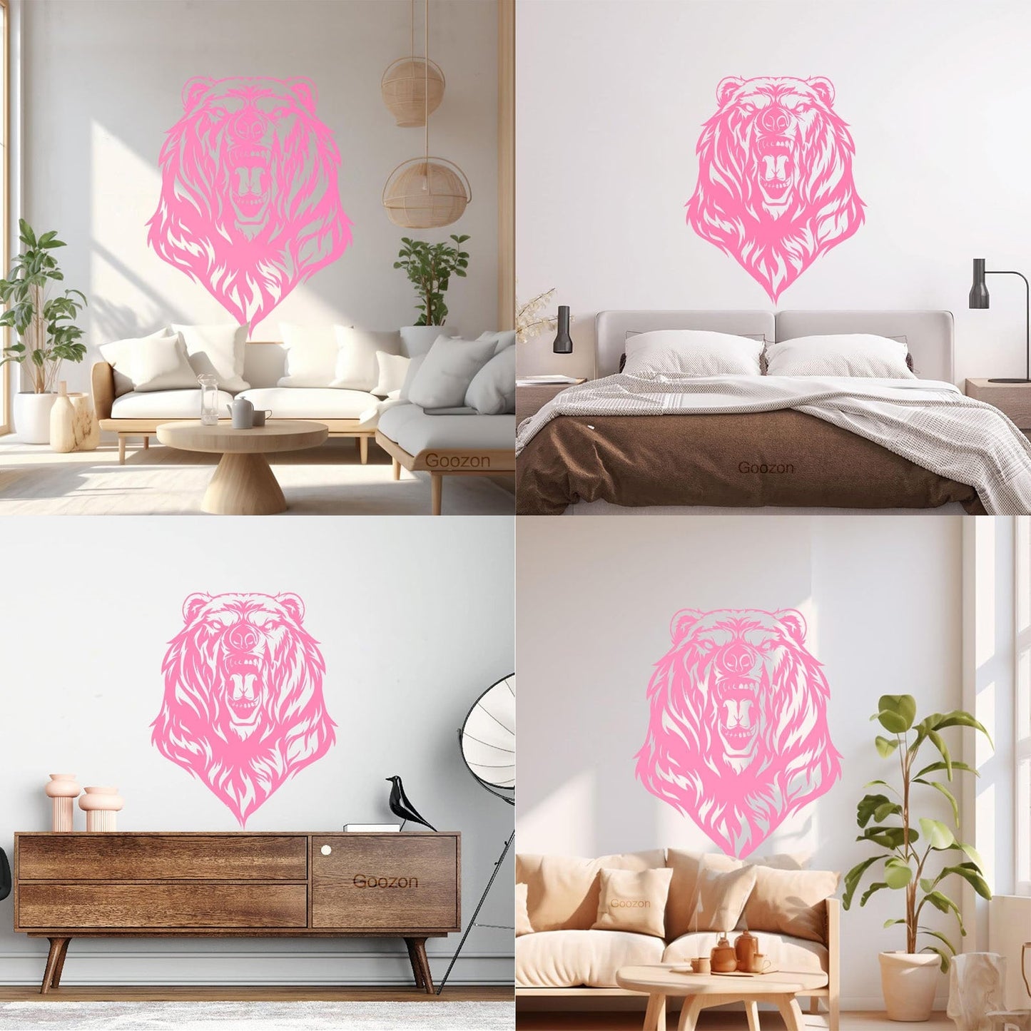 Mural And Wall Vinyl Decal Beast Roar Bear Grizzly Wild Animal Urban Do Not Damage The Wall Surface