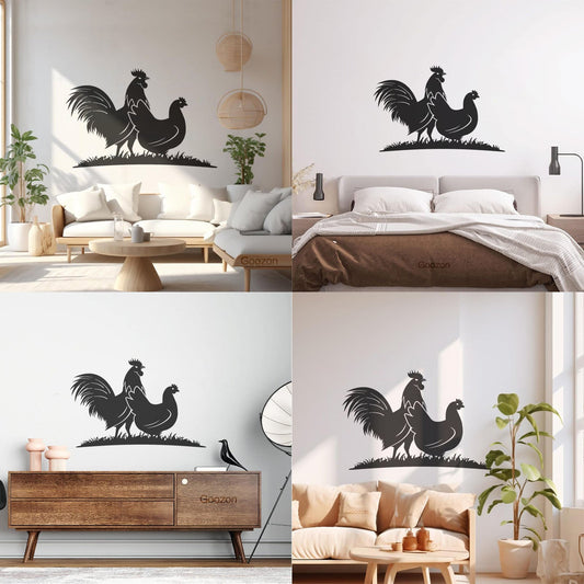 Fine Carving Decals Birds Farm Animals Village Rooster Chicken Self Adhesive