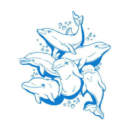 Engraving Decals Dolphins Marine Animal Ocean Sea Removable Without Leaving Glue