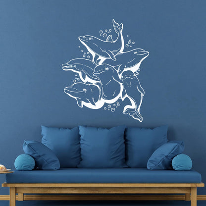 Engraving Decals Dolphins Marine Animal Ocean Sea Removable Without Leaving Glue