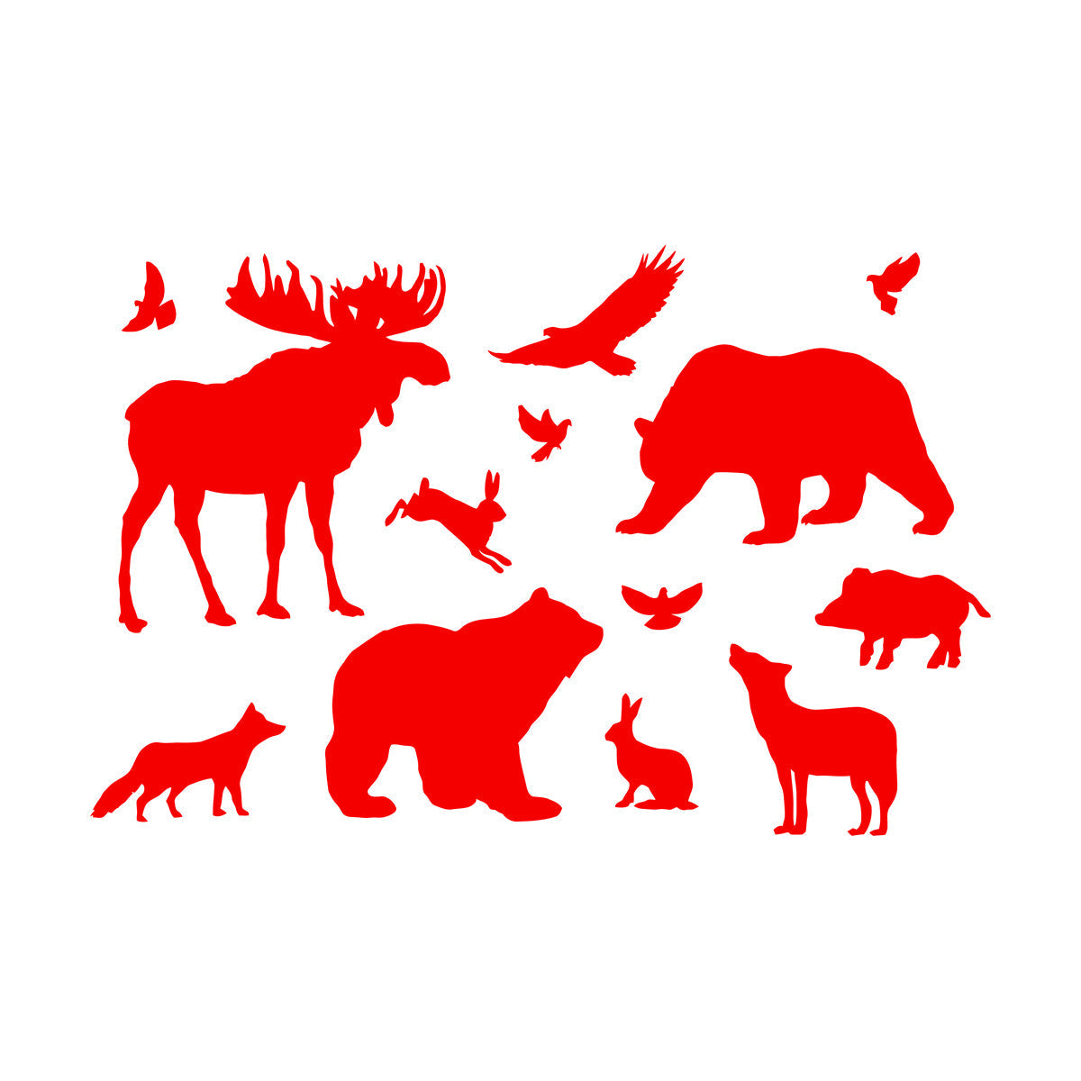 Engraving Decals Elk Bear Birds Hare Wolf Fox Wild Animals Wall Beautification
