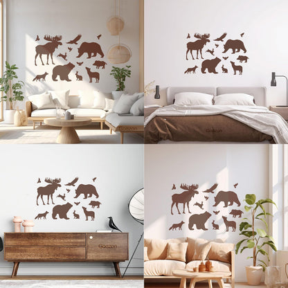 Engraving Decals Elk Bear Birds Hare Wolf Fox Wild Animals Wall Beautification