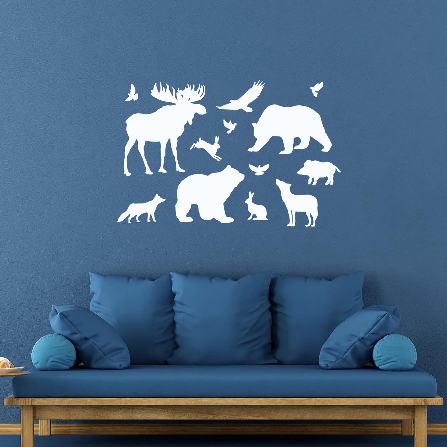 Engraving Decals Elk Bear Birds Hare Wolf Fox Wild Animals Wall Beautification