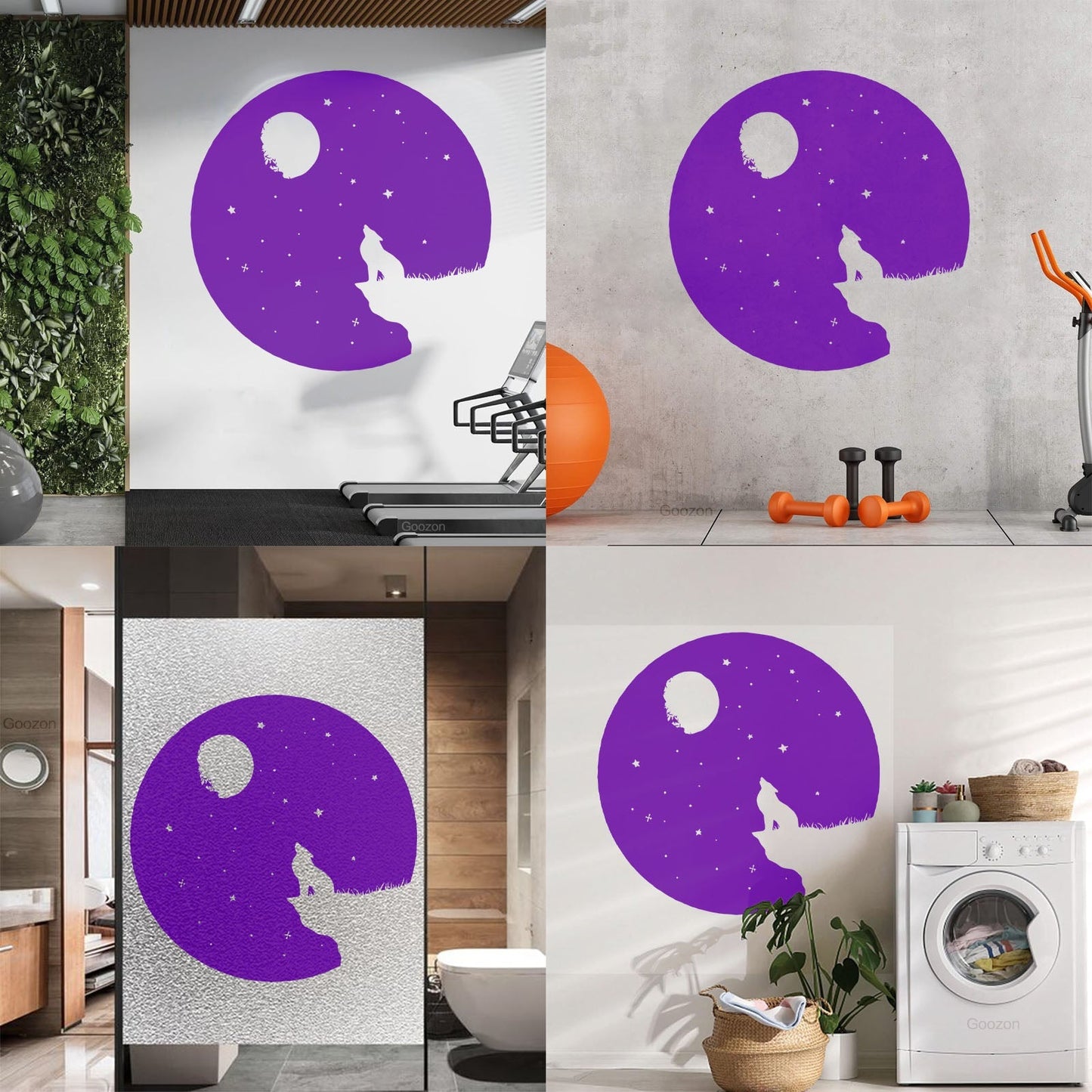 Full Moon Howling Wolf Animal Predator Night Vinyl Wall Stickers Store Decoration