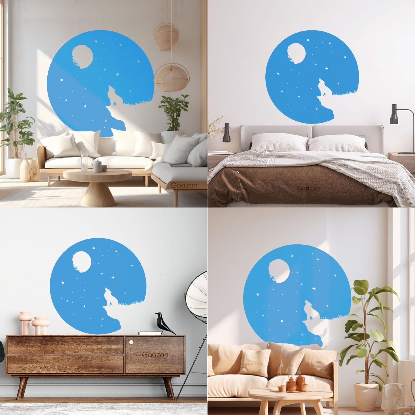 Full Moon Howling Wolf Animal Predator Night Vinyl Wall Stickers Store Decoration
