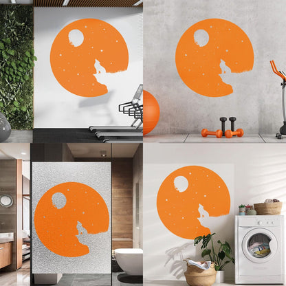 Full Moon Howling Wolf Animal Predator Night Vinyl Wall Stickers Store Decoration