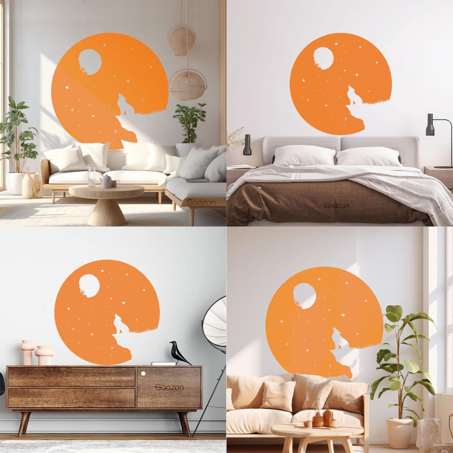 Full Moon Howling Wolf Animal Predator Night Vinyl Wall Stickers Store Decoration