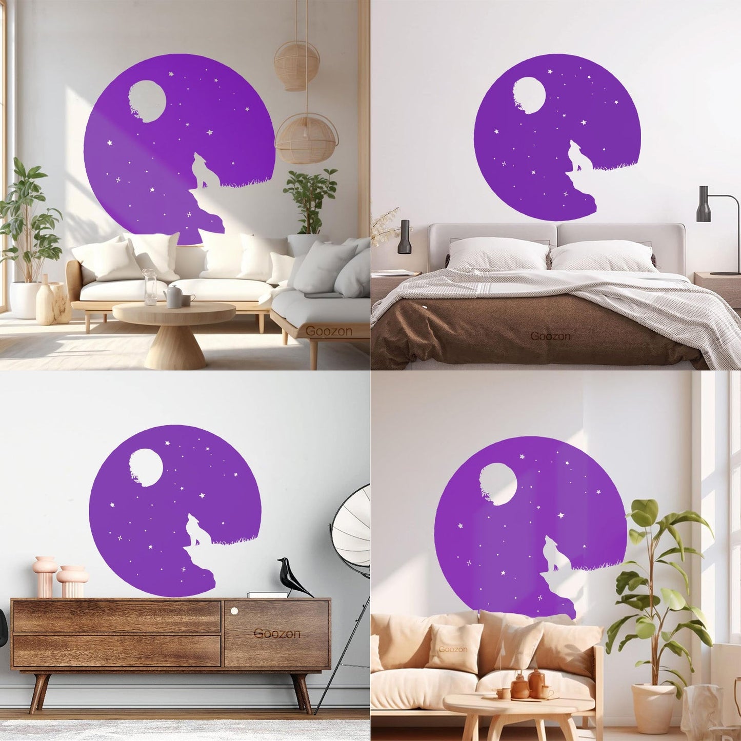 Full Moon Howling Wolf Animal Predator Night Vinyl Wall Stickers Store Decoration