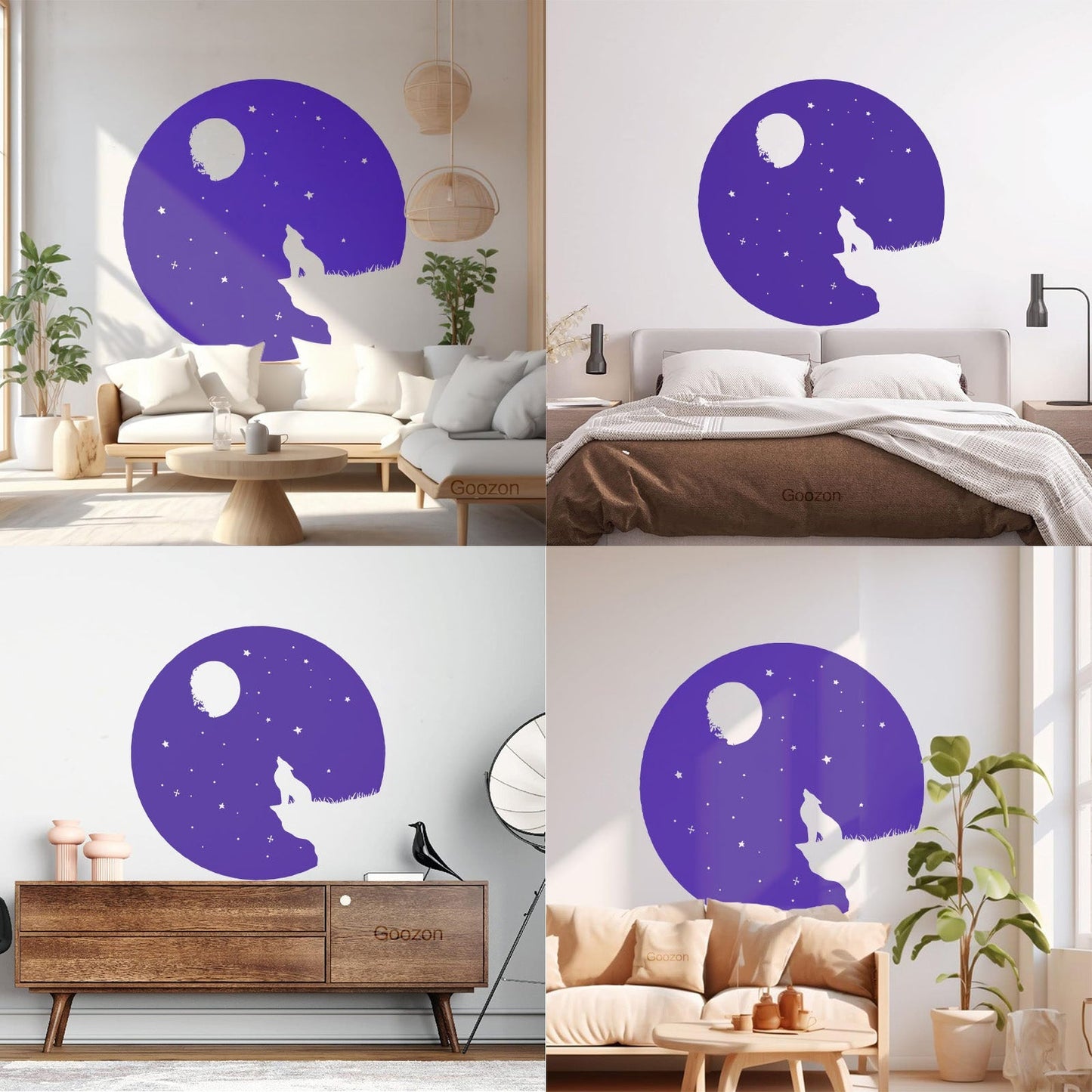 Full Moon Howling Wolf Animal Predator Night Vinyl Wall Stickers Store Decoration