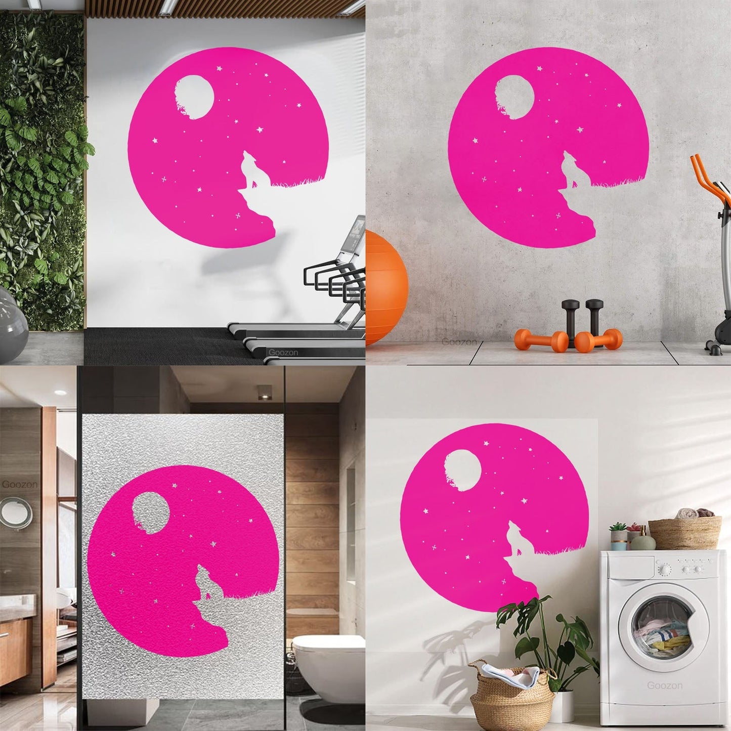 Full Moon Howling Wolf Animal Predator Night Vinyl Wall Stickers Store Decoration